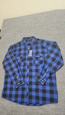 Alara Men's Blue & Black Buffalo Plaid Flannel Shirt, Size 2XL-Tall